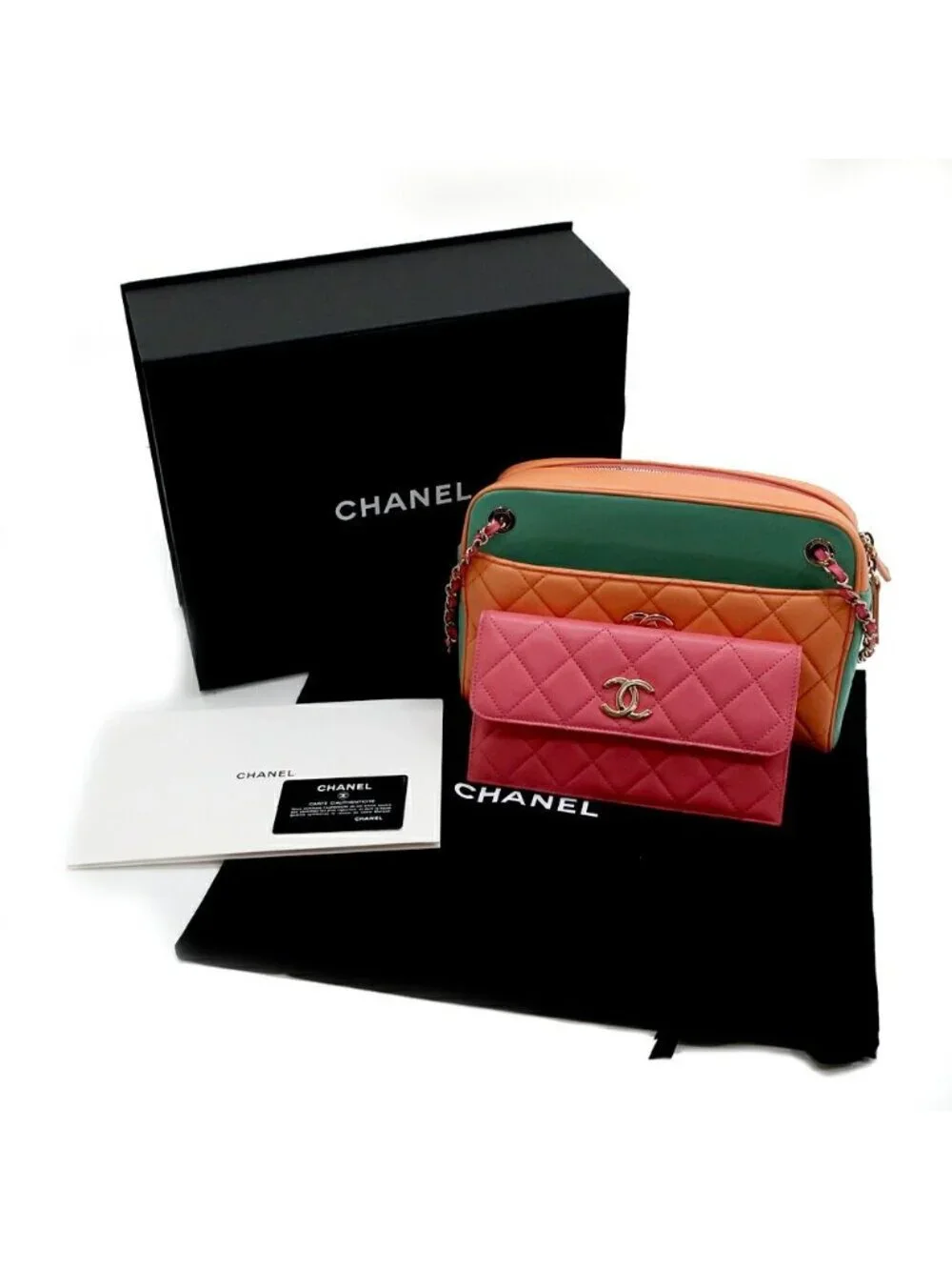 Chanel Shoulder Bag Multicolor Gold Leather CC Logo